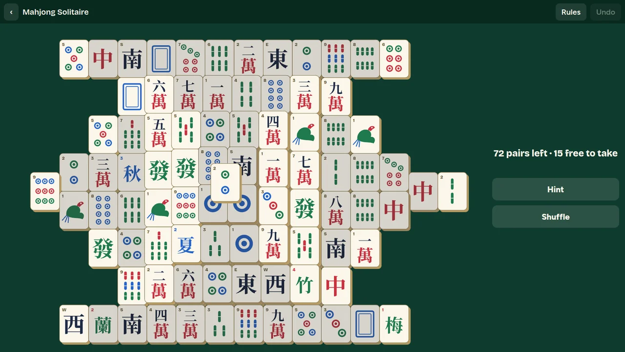 Games Night Classics: a Mahjong Solitaire layout